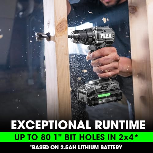 FLEX 24V Brushless Cordless 2-Tool Compact Combo Kit: 1/2-Inch 2-Speed Drill Driver and 1/4-Inch Hex Impact Driver with (2) 2.5Ah Lithium Batteries - WoodArtSupply