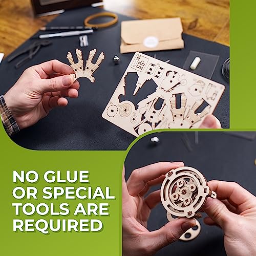 UGEARS Engine Clock 3D Puzzle - Wooden Model Kits for Adults – 3D Wooden Models to Build - DIY Mechanical Wooden Pendulum Clock Puzzle with Moving UGEARS