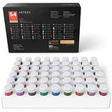 Arteza Fine Glitter, Set of 54 Colors, Shaker Jars (0.34oz/9.6 g) Glow Under UV Black Light, Extra Fine, Art Supplies for DIY Crafts ARTEZA