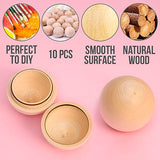 Rustic Woodcraft Supplies - 10 Hollow Wooden Spheres, 2.4 Inch - Unfinished Wood Decor - Wood Spheres for Custom Creations and DIY Projects AEVVV