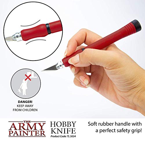 The Army Painter Hobby Knife - Stainless Steel Craft Knife with Soft Grip and 5 Extra Precision Blades - Craft Knife Set, Art Knife & Mouldline - WoodArtSupply