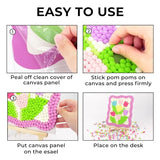 Funto Tulip Pom Pom Painting Art Kit, 1100+ pom poms, Canvas and Sturdy Easel for Home Decor, Suitable for Kids and Adults DIY Painting, Perfect Funto