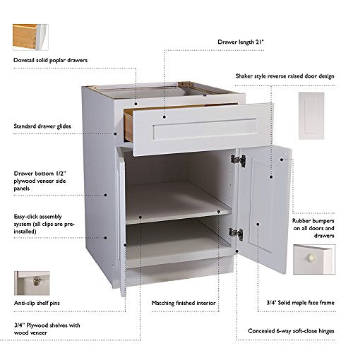 Design House Brookings Unassembled Shaker Wall Kitchen Cabinet, 30x12x12, White - WoodArtSupply