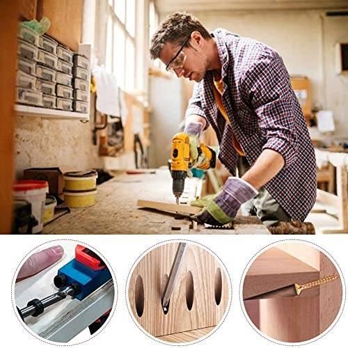 Pocket Hole Jig, 15 Degree Dowel Drill Joinery Kit, 6/8/10mm Drive Adapter for Woodworking Angle Drilling Holes, Carpenters Wood Woodwork Guides EBTOOLS