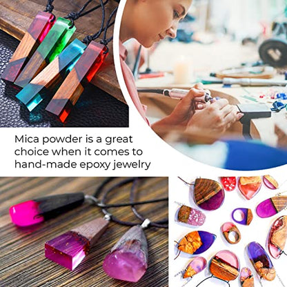 Mica Powder for Epoxy Resin - Pigment Powder for Nails - Epoxy Resin Color Pigment - Mica Powder for Soap Making, Lip Gloss – 24 Jars, 10g of Epoxy - WoodArtSupply