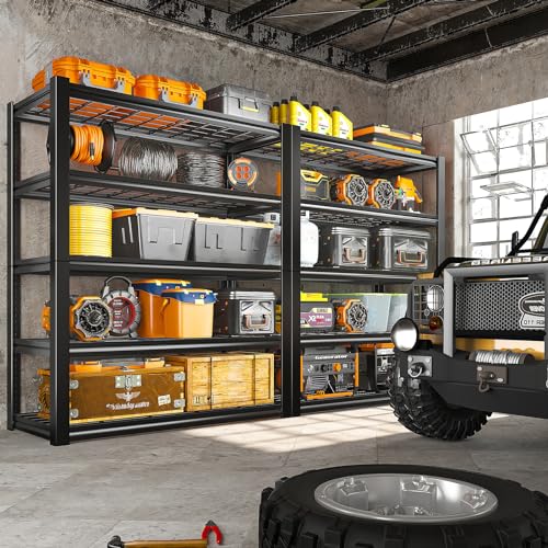 REIBII 40" W Garage Shelving 2000LBS Heavy Duty Storage Shelves 5 Tier Metal Shelves for Storage Rack Garage Shelf Shelving Units and Storage Shelves REIBII