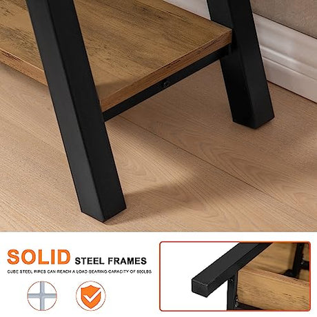 SUNTAGE Entryway Bench, Farmhouse Indoor Entry Way Shoe Benches Seat, Industrial Metal Shoe Storage Bench Organizer for Living Room, Bedroom, Hallway SUNTAGE