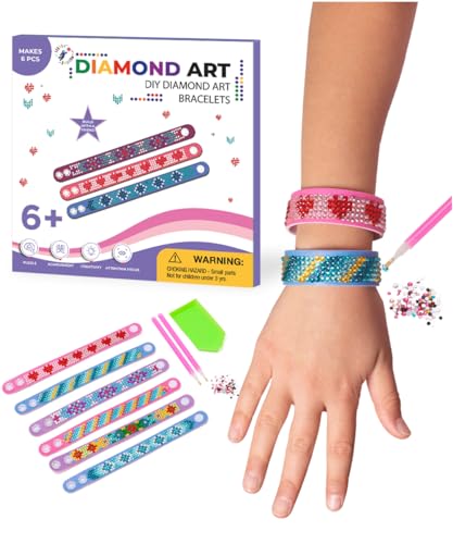 Diamond Art Bracelet Kit - Includes 6pcs - Bracelet Making Kit for Girls - Diamond Art Kits for Kids - Kids Diamond Art - Gem Art for Kids - Diamond - WoodArtSupply