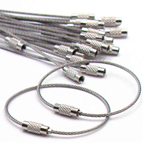 20pcs Stainless Steel Wire Keychains Aircraft Cable Cable Key Ring for Hanging ID Tags or Luggage Tags,6.3 inch 2mm AOOTOOSPORT