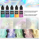 Pixiss Iridescent Color Changing Alcohol Ink Set - 5 Shades of Alcohol Ink for Epoxy Resin Supplies, Yupo Paper, Tumblers, Coasters - Resin Colorant Pixiss
