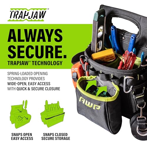 AWP TrapJaw 3-in-1 Electrician Tool Pouch with Spring-Loaded Technology, Designed for Professional Electricians and Maintenance Repair - WoodArtSupply