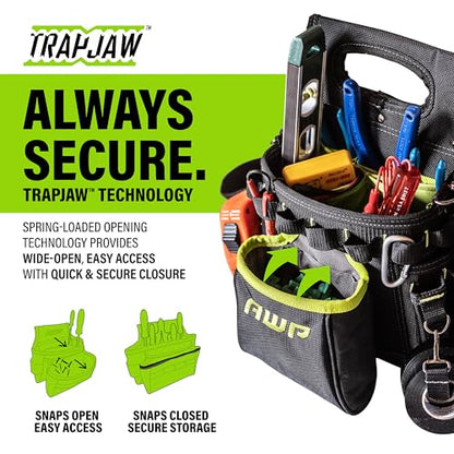 AWP TrapJaw 3-in-1 Electrician Tool Pouch with Spring-Loaded Technology, Designed for Professional Electricians and Maintenance Repair - WoodArtSupply