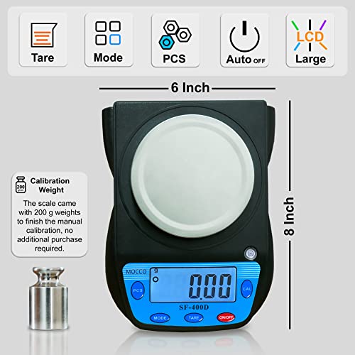 MOCCO 0.01g Accuracy Electronic Lab Scale Scientific Digital Scale Analytical Balance Science Weighting 600g Capacity 7 Units Modes Ounce, Carat, MOCCO