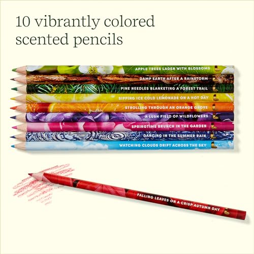 Lifelines Rub & Sniff Scented Colored Pencils, Infused with Essential Oil Blends, Color Pencil Set of 10, Travel Case Included - WoodArtSupply