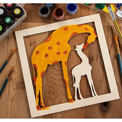 2-Piece Unfinished Wooden Giraffe Cutout Wall Art Decor for DIY Painting Crafts Brown Wood Unknown