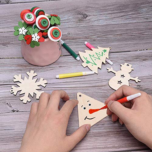 EXCEART 100pcs Wooden Cutouts for Crafts Triangle Wood Cutout Unfinished Painting Wooden Pieces Slices with Hole Pendant Ornaments 40mm EXCEART