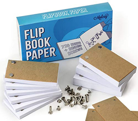 Blank Flip Book Paper with Holes - 720 Sheets (1480 Pages) Flipbook Animation Paper : Works with Flip Book Kit Light Pads: for Drawing, Sketching Molcey