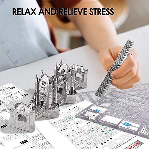 Piececool 3D Puzzles for Adults, London Tower Bridge Metal Models Kit, Famous Landmarks Architecture Building Blocks Models Kits, DIY Craft Toys Piececool