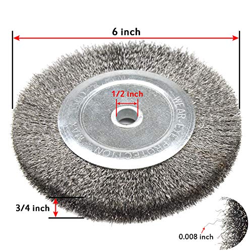 6 Inch Bench Grinder Grinding Wheel & Wire Wheel Brush with 1/2'' Arbor, 120 Grit Silicon Carbide Bench Grinding Wheel for Bench Grinder,for Drill POLIWELL
