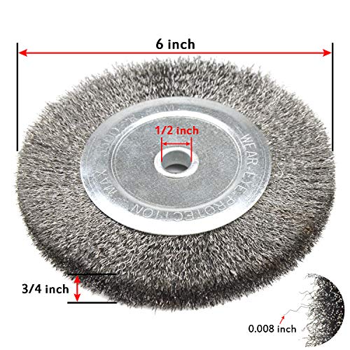 6 Inch Bench Grinder Grinding Wheel & Wire Wheel Brush with 1/2'' Arbor, 120 Grit Silicon Carbide Bench Grinding Wheel for Bench Grinder,for Drill