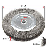 6 Inch Bench Grinder Grinding Wheel & Wire Wheel Brush with 1/2'' Arbor, 120 Grit Silicon Carbide Bench Grinding Wheel for Bench Grinder,for Drill POLIWELL