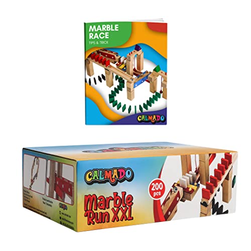 Calmado - 200 pcs Marble Run Wooden Set/Ball Track Set for Kids/Girls/Boys Made of Beech Wood + Bag + Instructions Calmado