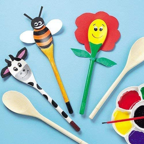 Kitchen Wooden Spoons Mixing Baking Serving Utensils Puppets 12 In - 12 Pack ROUNDSQUARE