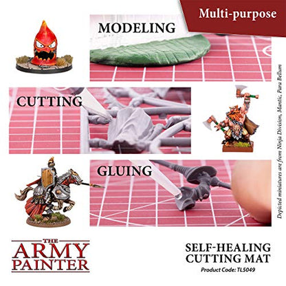 The Army Painter Self Healing Cutting Mat - Self Healing Craft Cutting Mat, A4 Size - Double Sided PVC Non-Slip Hobby Mat - 3-Ply Gridded Miniature - WoodArtSupply