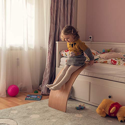 Montessori Wooden Wobble Board for Kids & Adults - 35" & 100% Natural Wood Balance Board, Toddler Balancing Toy, Unique Boys & Girls Open Ended Toys