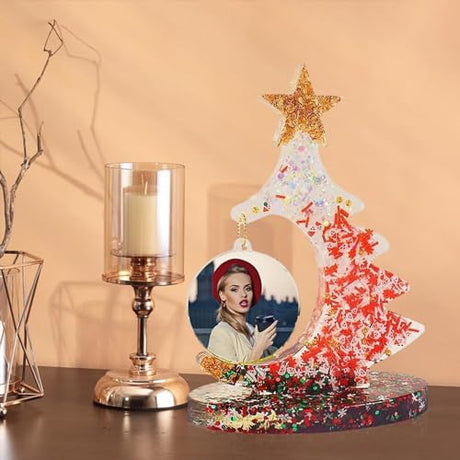 Christmas Tree Photo Frame Resin Molds Epoxy Resin Picture Frame Mold Handmade Silicone Mold Resin Casting Molds for DIY Christmas Gifts Ornament OMDBAGD