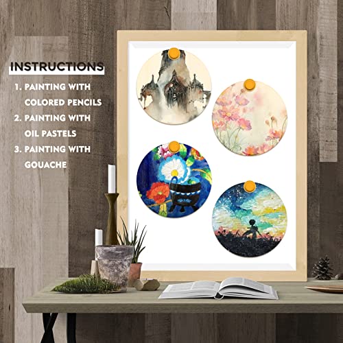 FSWCCK 100 Pcs 4 Inch Unfinished Wood Circles Rounds with Holes, Wood Round Disc Cutouts, Blank Round Wood Circles for DIY Crafts, Painting, FSWCCK