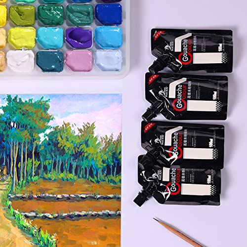 Gouache Paint, White Color 100 ml Non-Toxic Gouache for Canvas and Paper, Gouache Opaque Watercolor Painting Perfect Art Supplies for Artists, Henyiewl