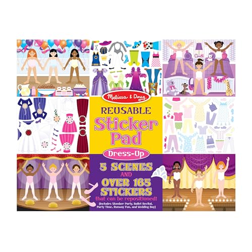 Melissa & Doug Reusable Sticker Pad: Dress-Up - 165+ Stickers Removable Stickers, Kids Fashion Activities, Restickable Book For Ages 3+ Melissa & Doug