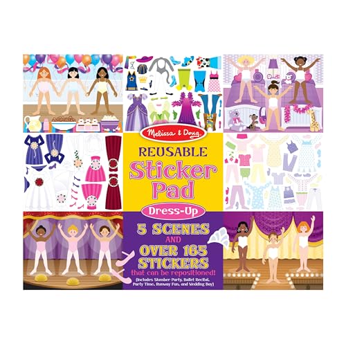 Melissa & Doug Reusable Sticker Pad: Dress-Up - 165+ Stickers Removable Stickers, Kids Fashion Activities, Restickable Book For Ages 3+ - WoodArtSupply