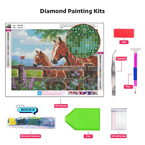 Horse Diamond Painting Art Kits for Adults and Kids,5D Diamond Painting Horse Kits for Adults and Kids, Diamond Art Horse Kits for Home Wall Decor