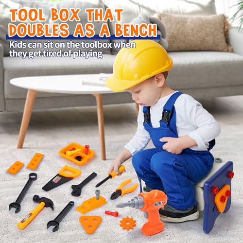 Skirtoy Kids Tool Set, Christmas Boxes 54PCS Tool Kit for Kids with Electric Drill, Toddler Take Apart Toys, STEM Montessori Educational Preschool