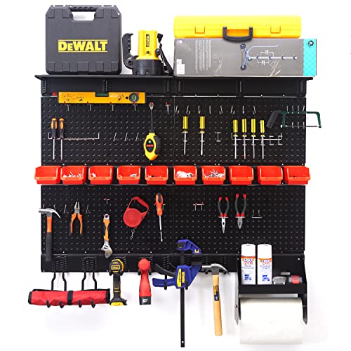 Wallmaster Pegboard Organizer Garage Storage - Pegboard Wall Organizer Pegboard Hooks Set Utility Tool Storage Rack with Wall Mounted Storage - WoodArtSupply