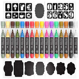 ARTEZA Pastel Liquid Chalk Markers, Set of 16 with 16 Replaceable Chisel Tips, Tweezers, Labels, Stencils - Erasable, Water-Based Pens Ideal for ARTEZA