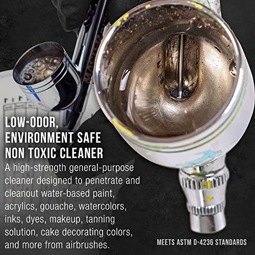 U.S. Art Supply Airbrush Cleaner, 16-Ounce Pint Bottle - Fast Acting Cleaning Solution, Quickly Remove Water-Based Acrylic Paint, Watercolor, Makeup US Art Supply