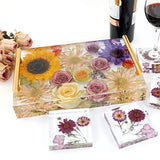 JEYUQAXY Large Silicone Tray Molds for Resin, 13.5"X9.5" Deep Rectangle Epoxy Tray Molds with 4pcs Gold & Silver Handles, Resin Table Mold for River JEYUQAXY