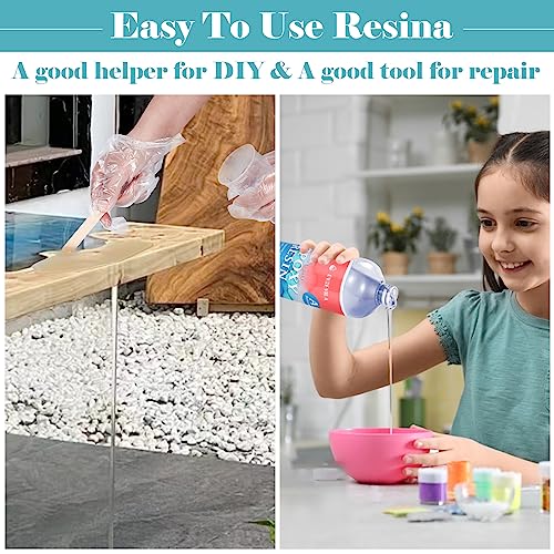 32oz Epoxy Resin Kit - Food Grade Epoxy Resin (16oz Resin +16oz Hardener), Crystal Clear & Easy Mix 1:1 Epoxy Resin for Countertops, Bar, Crafts, Etc Oycevila