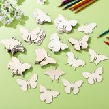 Operitacx 54 Pcs Unfinished Wooden Butterfly Wood Butterfly Shaped Cutouts Butterflies Wood Ornament Spring Wooden Craft for Painting and Spring Operitacx