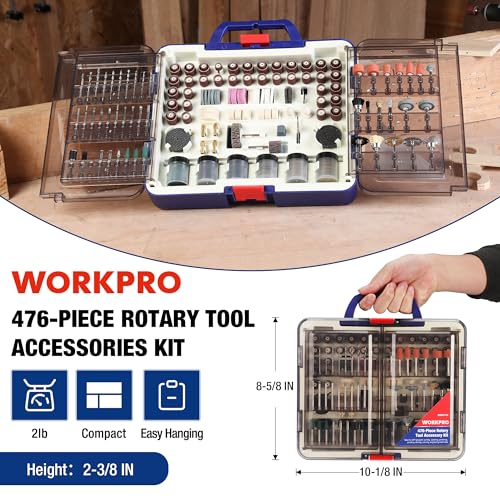 WORKPRO 476PCS Rotary Tool Accessories Kit, Rotary Tool Bits for Easy Cutting, Sanding, Grinding, Carving, Polishing, Drilling and Engraving WORKPRO