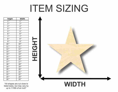 Unfinished Wood Star Shape | DIY Celestial Craft Cutout | Up to 36" 6" / 1/4" - WoodArtSupply