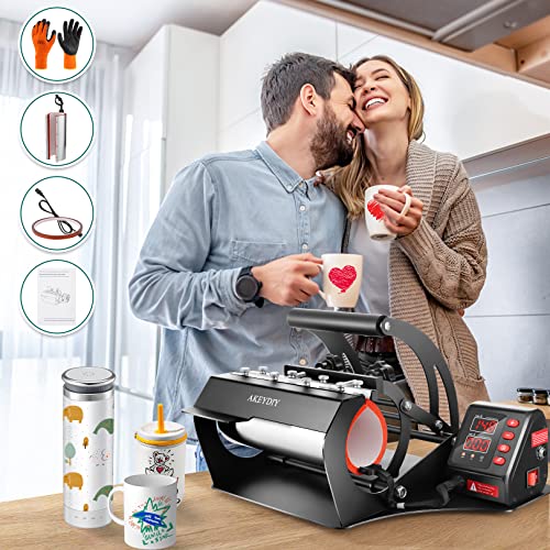 Pro Tumbler Mug Heat Press Machine 10-30 oz,Tumblers Heat Press Sublimation Straight Skinny Tumblers Press Glass Jar Cans, 11oz 20oz 16oz 30oz AKEYDIY