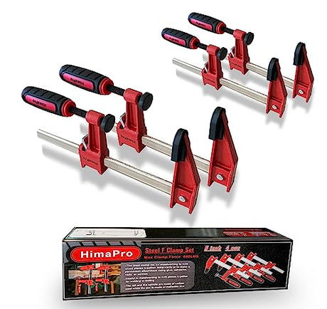 HimaPro 6 Inch Bar Clamp Set, 4 Pack 600 lbs Load Limit Medium Duty Quick Release Steel F Clamp, Ideal for Woodworking, Metalworking, and DIY HimaPro