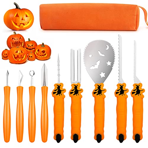 TRAALL Pumpkin Carving Kit Tools Halloween, Professional Heavy Duty Carving Set, Stainless Steel Sculpting Tool Carving Knife for Halloween TRAALL