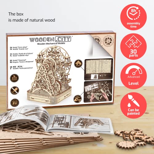 WOODEN.CITY Wood Ferris Wheel Building Kit 3D Puzzles - Discover Ferris Wheel Decor 3D Wooden Puzzles for Adults - Ferris Wheel Desk Wooden Models WOODEN.CITY