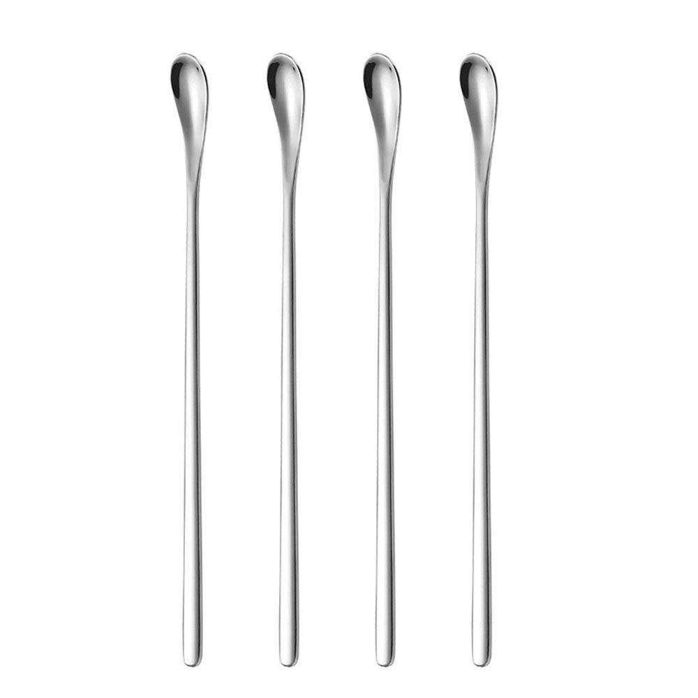 Delove Long Stainless Steel Cocktail Stirrers Stir Cocktail Drink Swizzle Stick Beverage Coffee Stirring Spoon- Mixing Spoon- Tiny Salt Condiment - WoodArtSupply