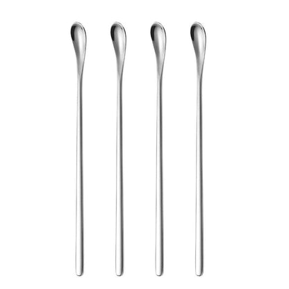 Delove Long Stainless Steel Cocktail Stirrers Stir Cocktail Drink Swizzle Stick Beverage Coffee Stirring Spoon- Mixing Spoon- Tiny Salt Condiment - WoodArtSupply